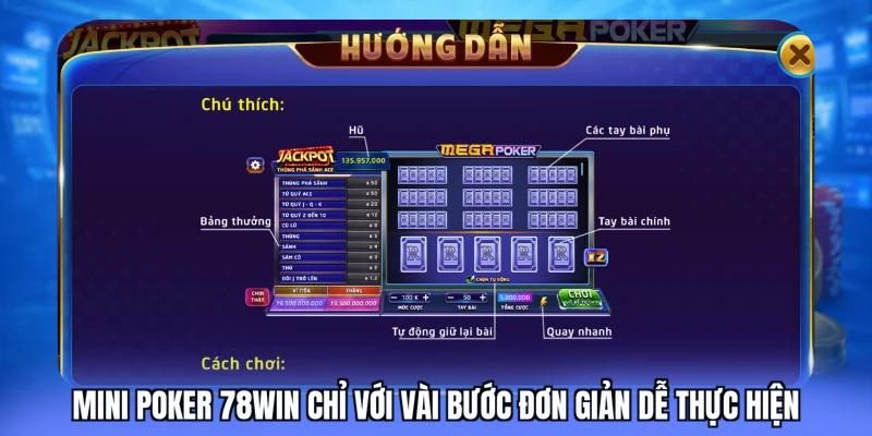 Mini poker 78win chỉ với vài bước đơn giản dễ thực hiện